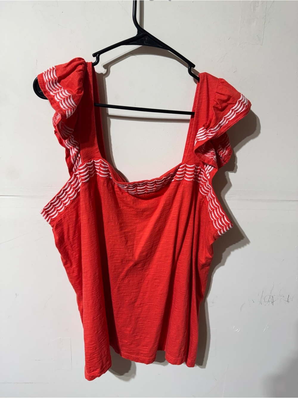 St. John's Bay Red Flutter Sleeve Tank with White Trim